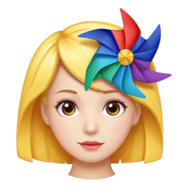 Girl with pinwheel hair clip sticker