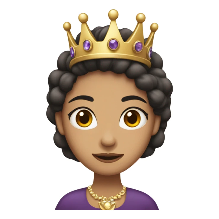 mujer morocha con corona plateada con piedras moradas sticker