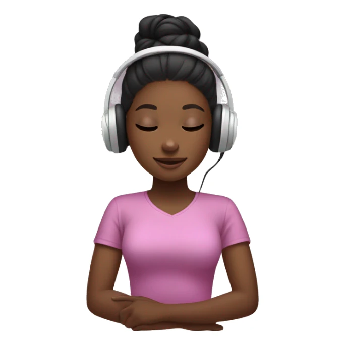 Black girl getting massage with headphones on sticker
