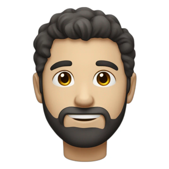 a small and thin white guy with dark hair and blue eyes and a little beard sticker