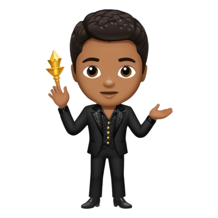 Jackie Wilson with dark brown hair, black sequin outfit sticker