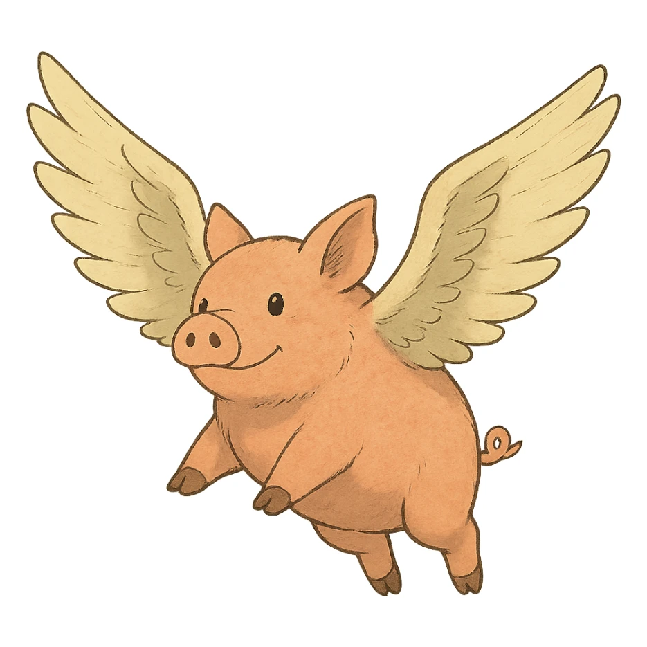ghibli style flying pig with wings sticker
