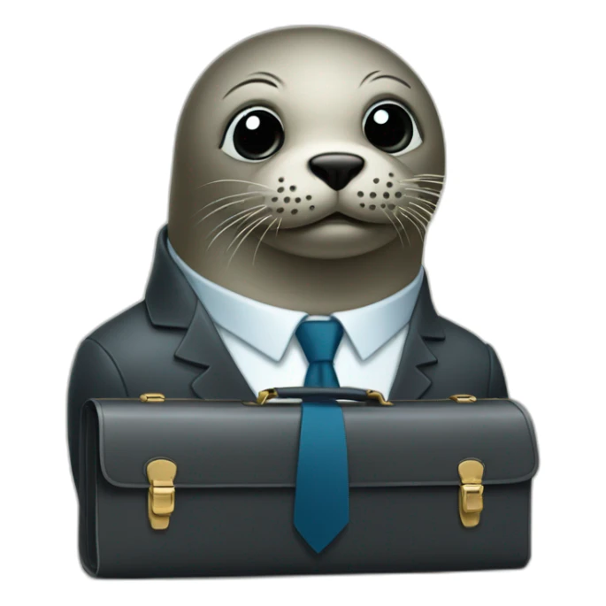 Seal in tie and with briefcase sticker