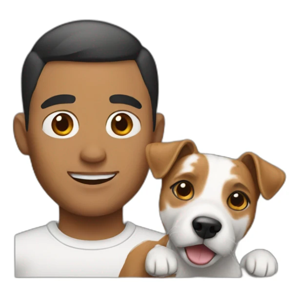 Man with short hair with jack russell terrier dog sticker