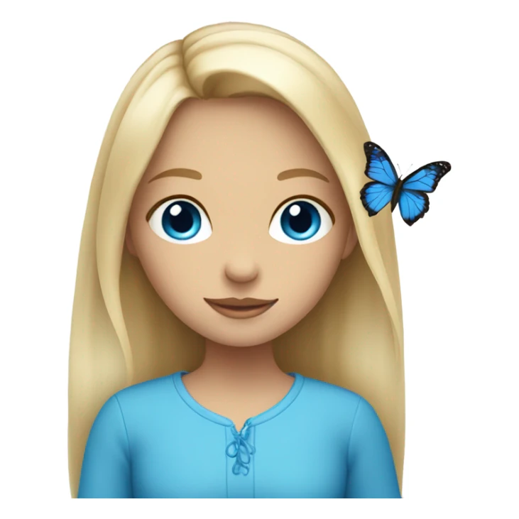 Blond girl blue eyes blue butterfly  sticker