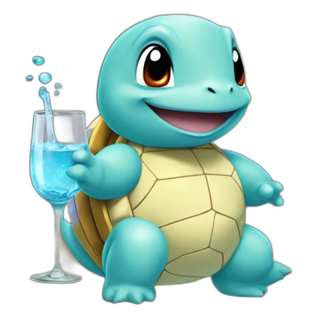 Squirtle honkin partying with glass on sticker