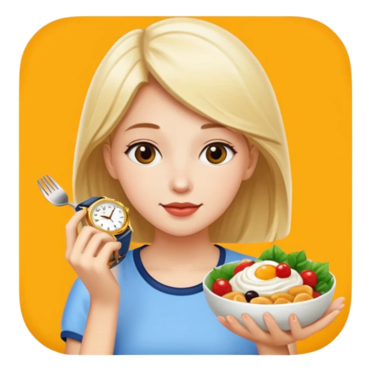 Girl enjoying food with watch sticker