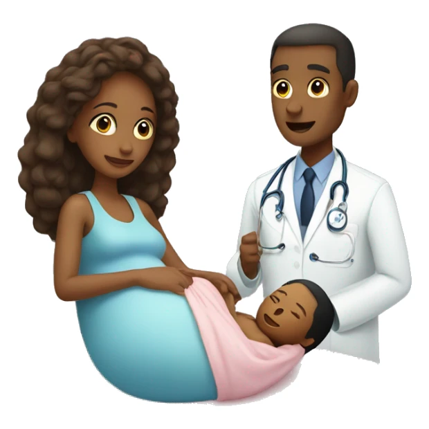 a woman gives birth and doctors stand nearby sticker