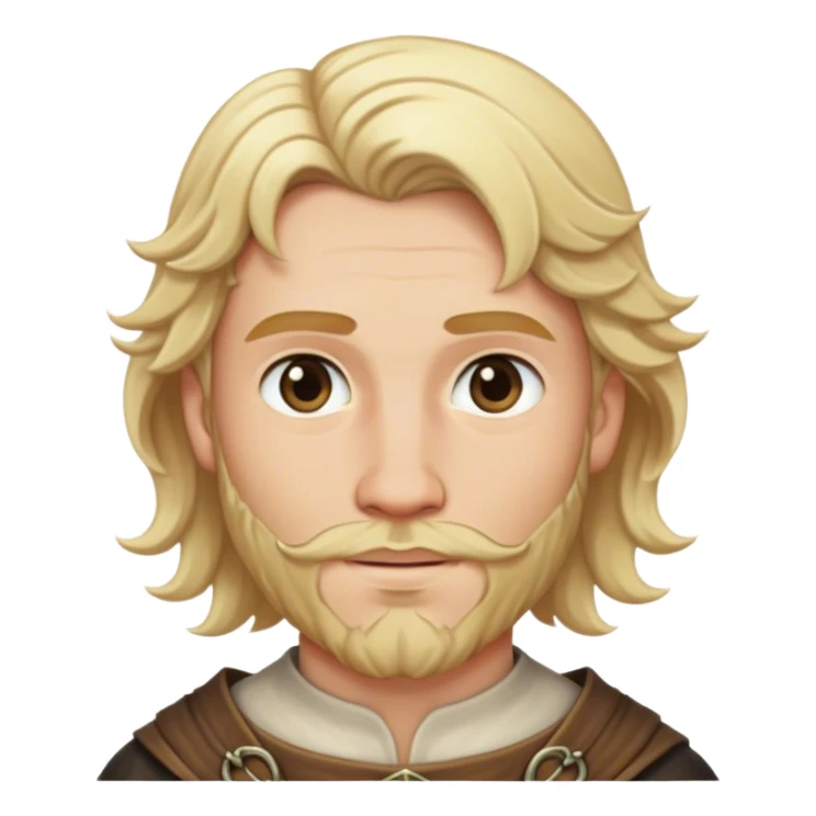 Medieval male light blonde short beard with natural waves sticker
