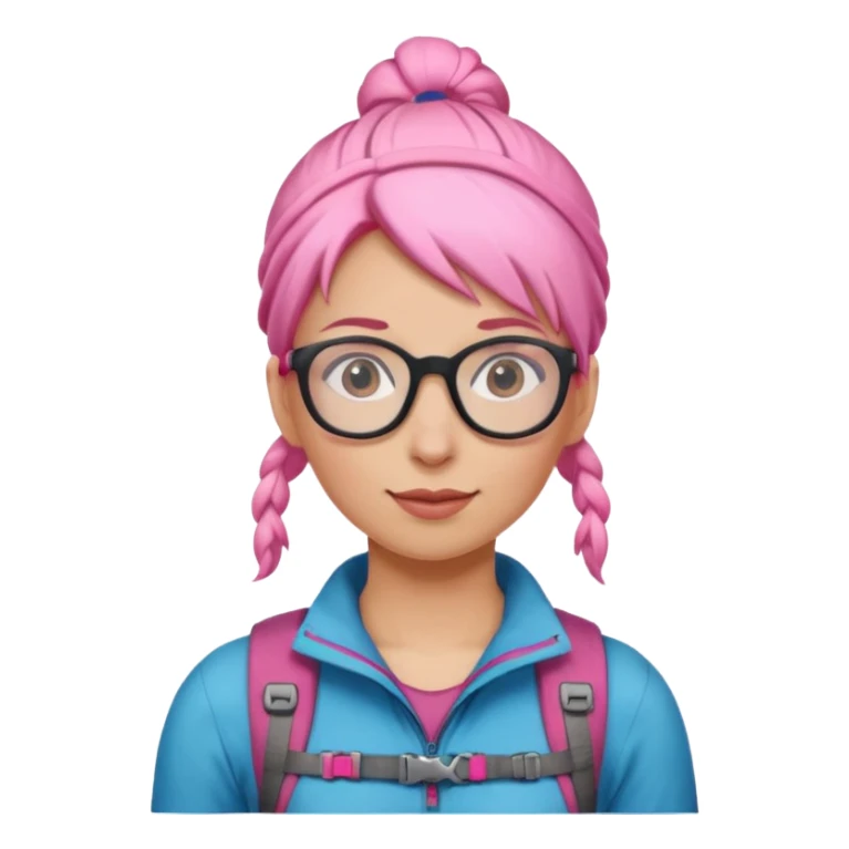 climber woman with pink bun hair and glassess sticker