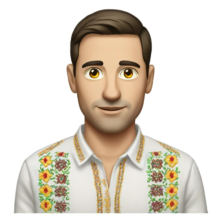 A brunette man in a Ukrainian embroidered shirt sticker