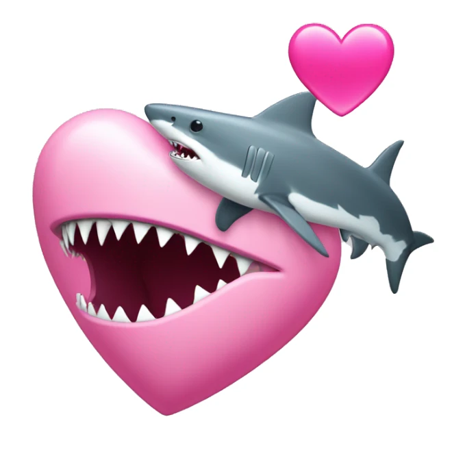 pink love heart with shark in front sticker