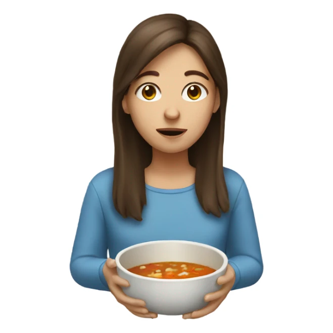 Girl brown hair eating soup sticker