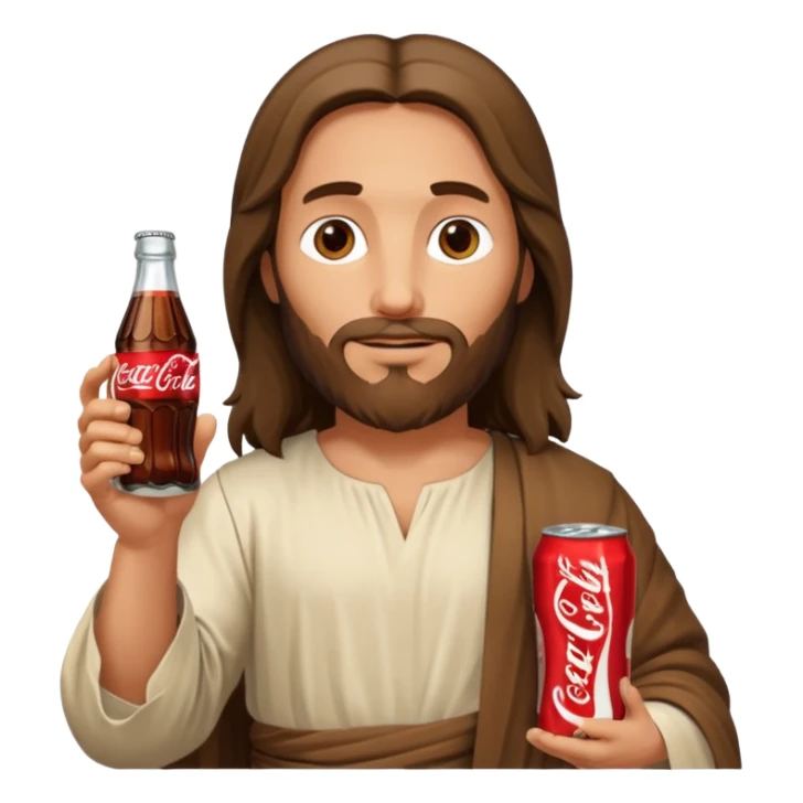 Jesus christ with a coke in his one hand sticker