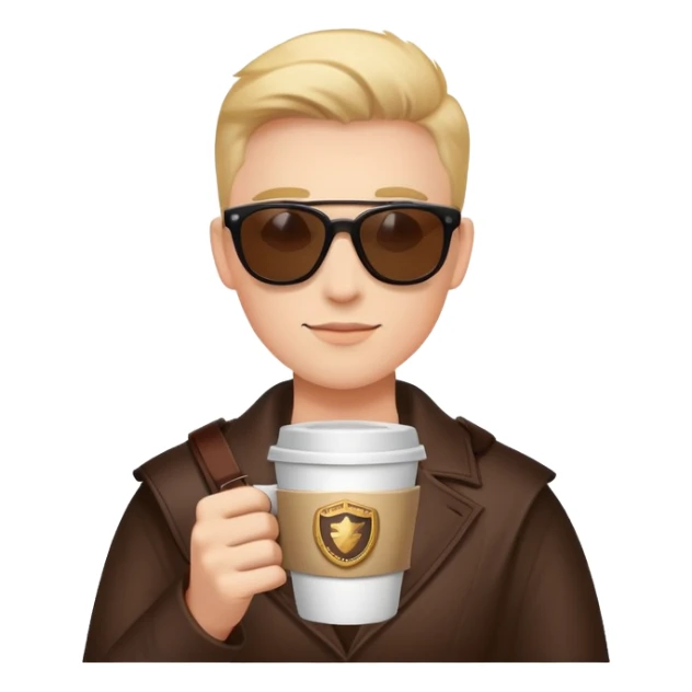 Sunglasses emoji with coffe under shield sticker