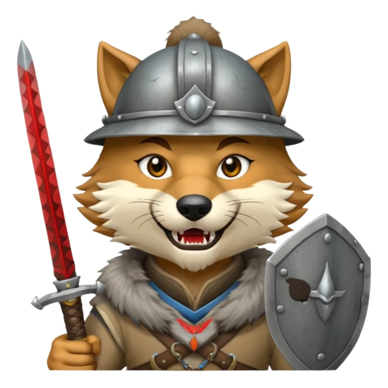wolf face, mogolian ancient hold small sword front and steel helmet sticker