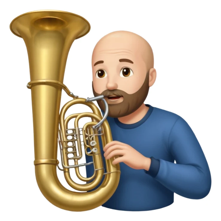 große Tuba, von gltzköpfigen bärtigem Mann gespielt sticker
