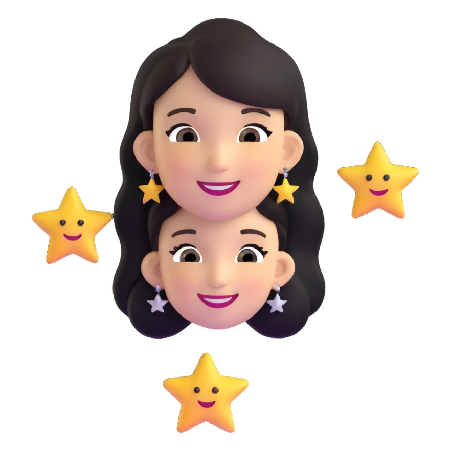 smiling girl with star-shaped earrings sticker