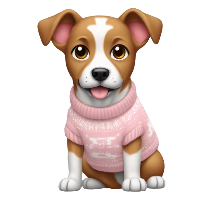 Dog in a light pink and white Christmas sweater  sticker