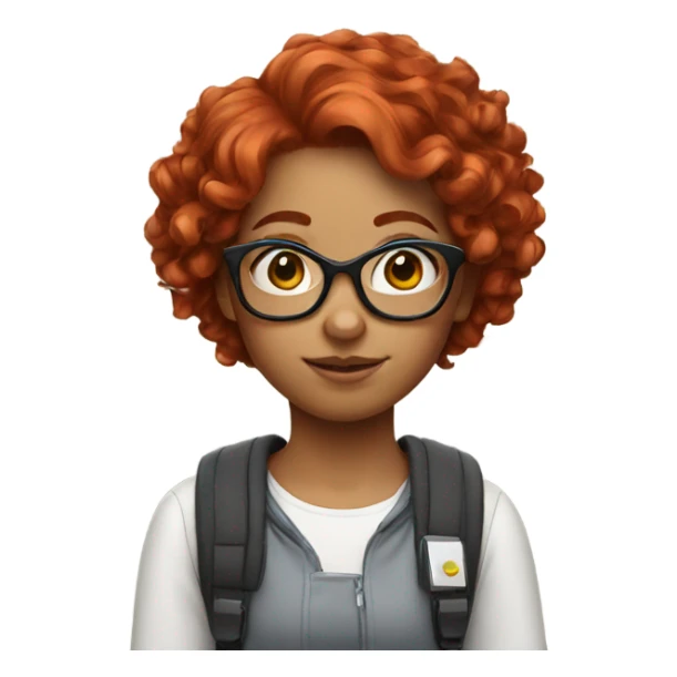 Nerd girl with red curly hair sticker