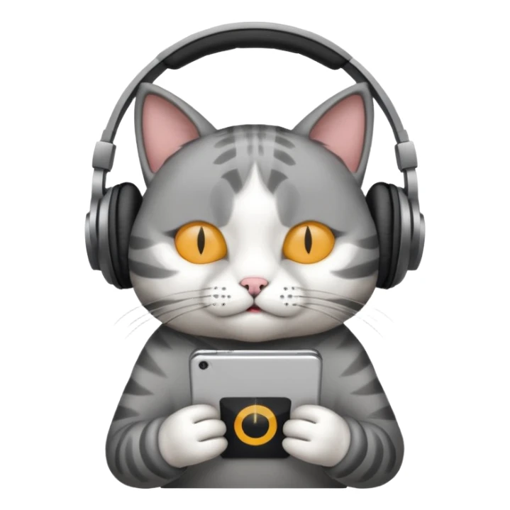cat listening to music with headphones and eyes closed  sticker