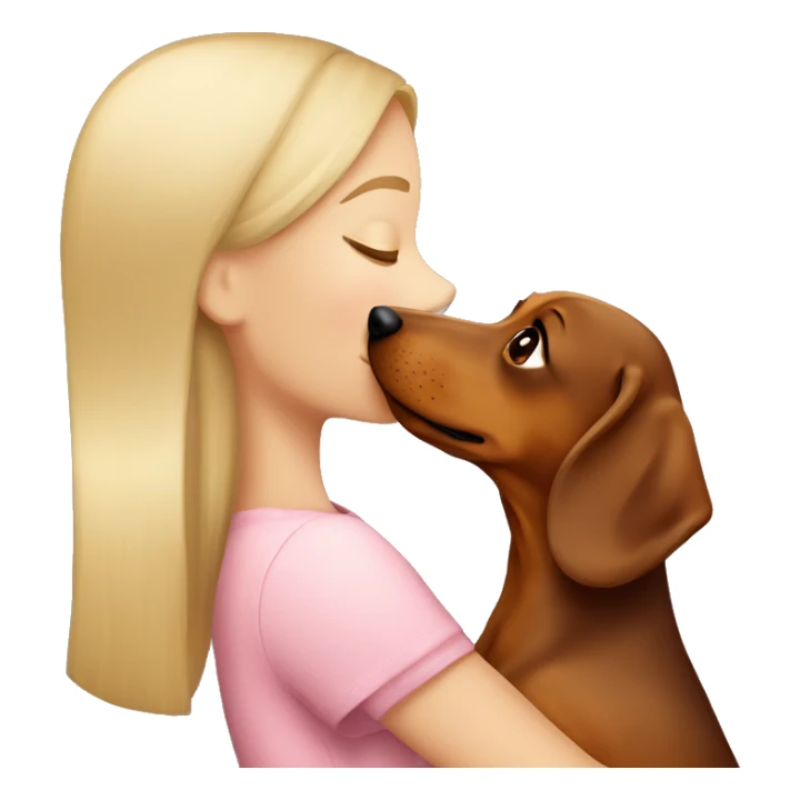 blonde girl kissing brown dachshund sticker