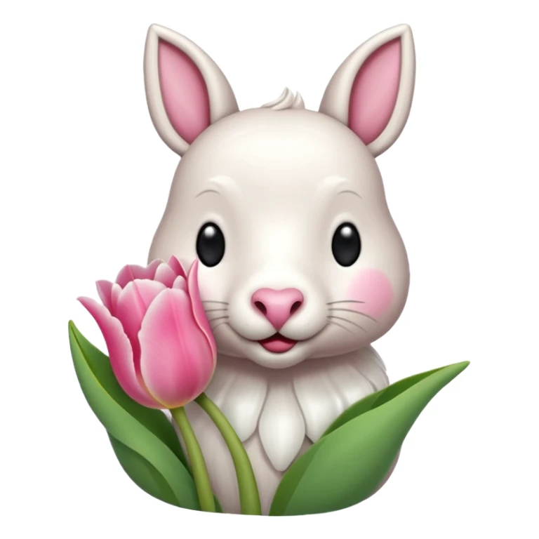 Un 🐑 lindo teniendo un tulipán rosa sticker