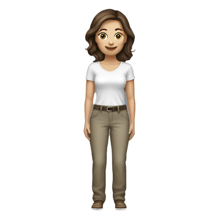 Caucasian brunette lady with shirt size small and pants size XXL sticker