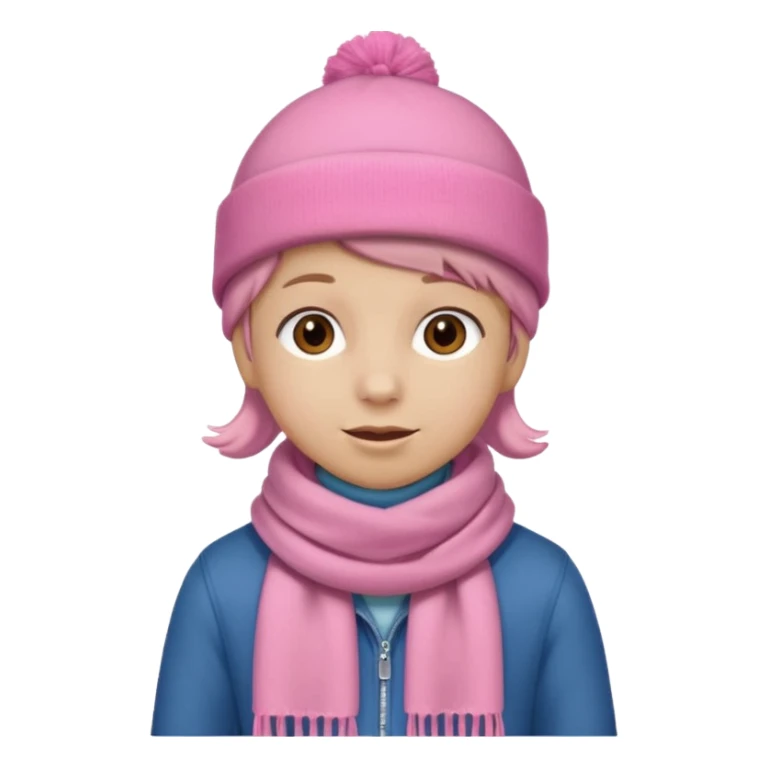 Kid wearing pink hat and scarf, full body sticker