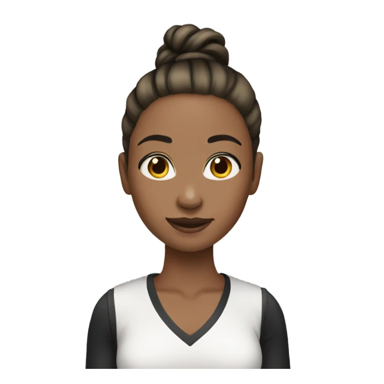 girl light tone skin black slim ponytail sticker