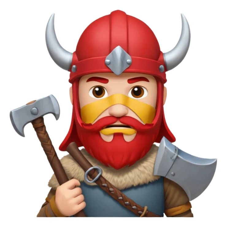 Viking avec une hache et un casque rouge  sticker