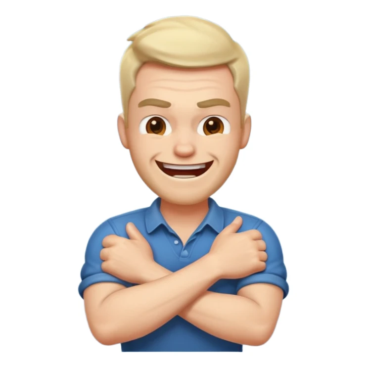 arms crossed around neck angry laughing guy sticker