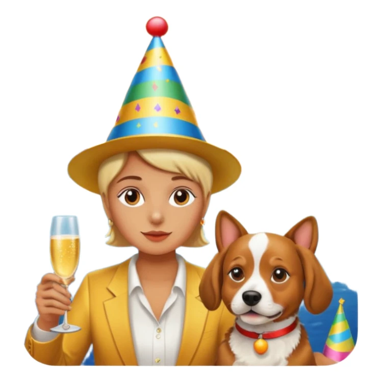 celebration birthday with a dog and watching sunset with many peoples sticker