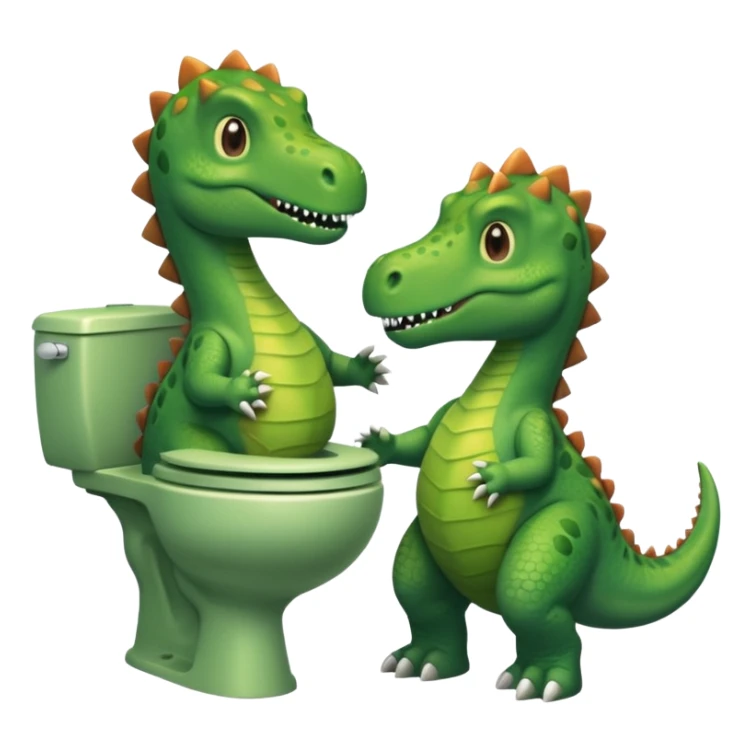 Skibidi toilet holding hands with a dinosaur ￼ sticker