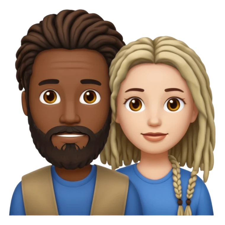 Couple emoji white with man with beard, dark complexion female with mid length locs sticker