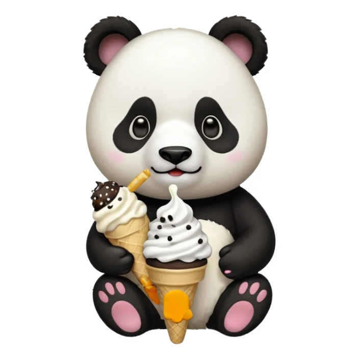 Panda eating ice cream with gun sticker