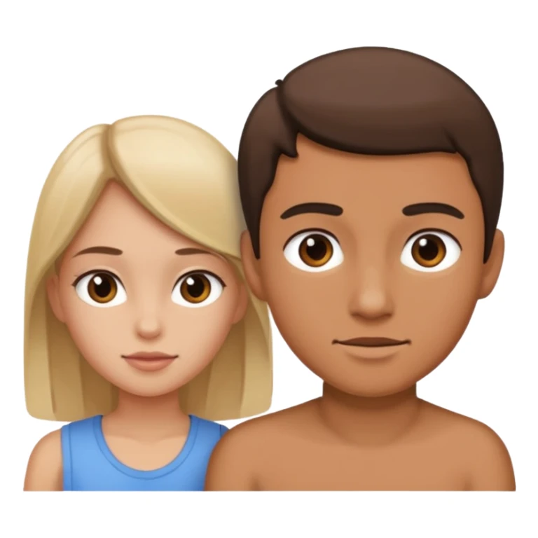 A girl looking at a boy sticker