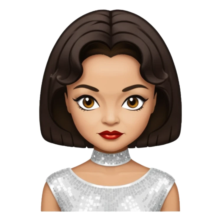 Eartha Kitt with dark brown hair, white sequin outfit sticker