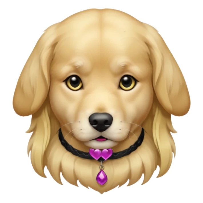 golden retriever dog wearing goth accessories, somber expression sticker