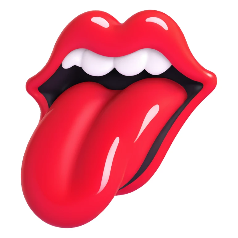 Rolling Stones tongue logo, glossy effect, 3D look, shiny highlights sticker