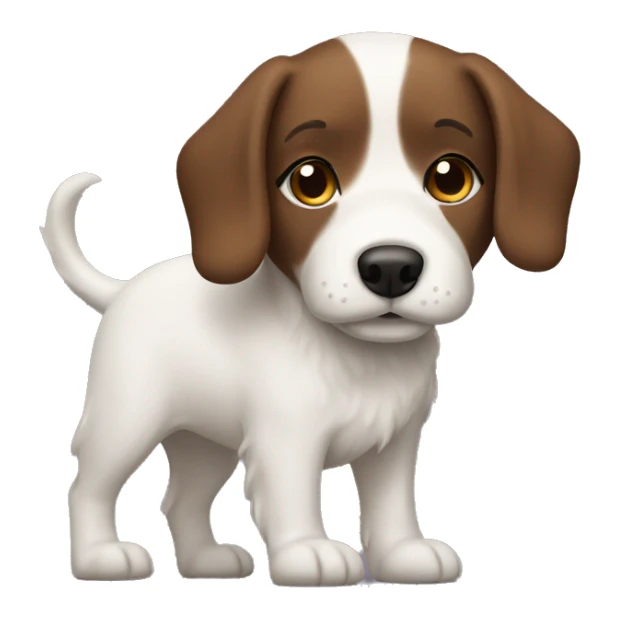 White dog with girl brown hair sticker