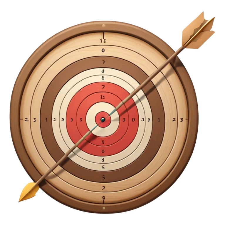 A bow with an arrow drawn back, aimed at a target with concentric rings. The background suggests a calm, outdoor archery range, emphasizing the precision, focus, and skill required in archery as a competitive sport. sticker