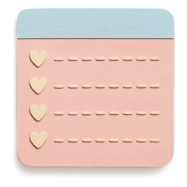 soft pastel kawaii weekly planner box with delicate dotted lines and tiny heart icons sticker