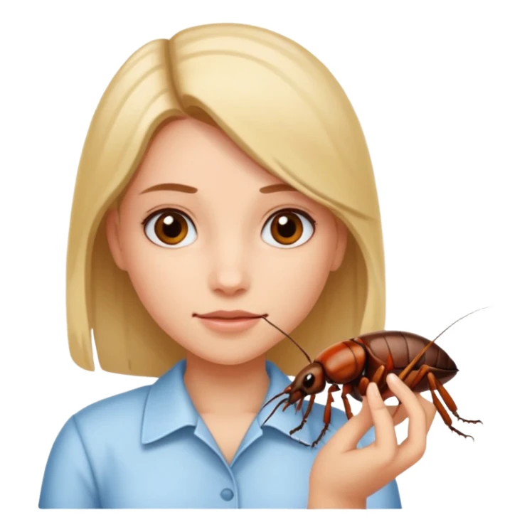 Girl with cockroach in hand sticker