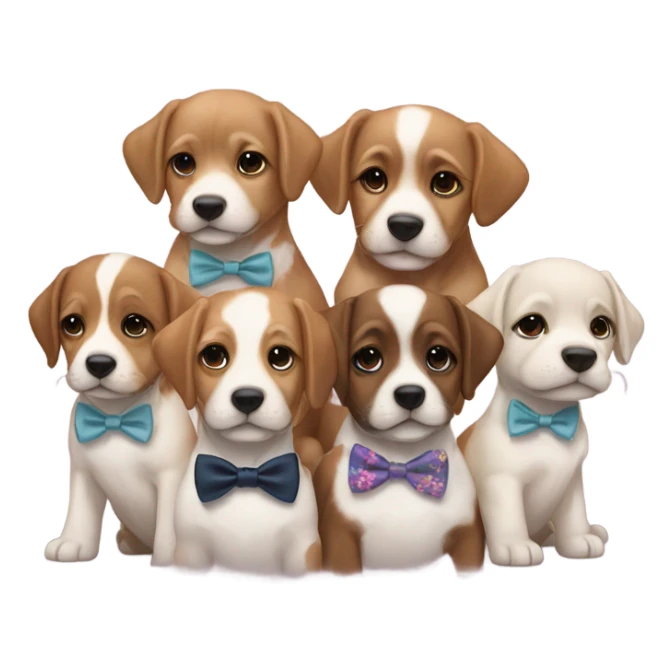 A group of puppies attending a wedding sticker