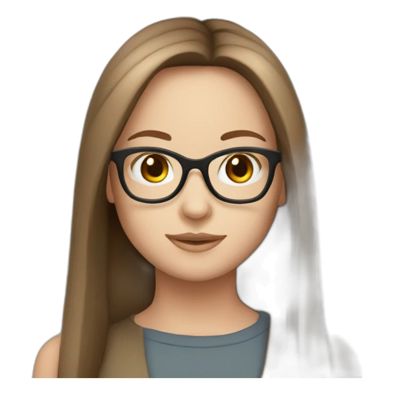 Cute white girl glasses brown straight hair sticker