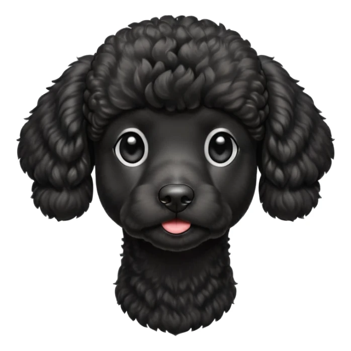 A high-resolution digital illustration of a black poodle in a clean, semi-realistic style. The poodle is shown from the chest up, facing sideways head tilted of the head to the left sticker