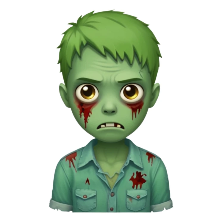 a super cute zombie green with shirt, look sad but not danger

 sticker