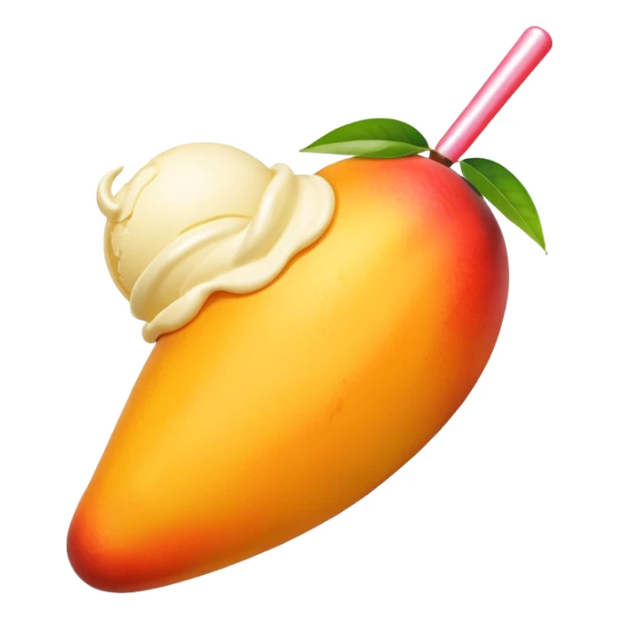 mango and scoop of vanilla ice cream sticker