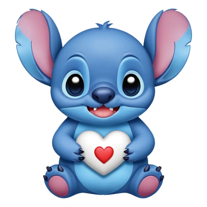 Stich con un corazón diciendo hola bombón sticker